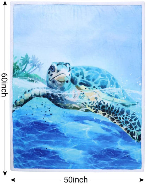 Sea Turtle Blanket Throw Sherpa Blanket (50" x 60")