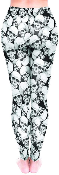 Skull Heads Ankle Elastic Leggings