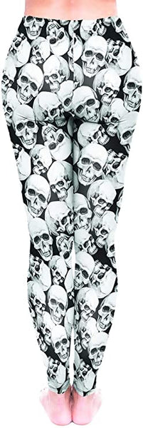 Skull Heads Ankle Elastic Leggings