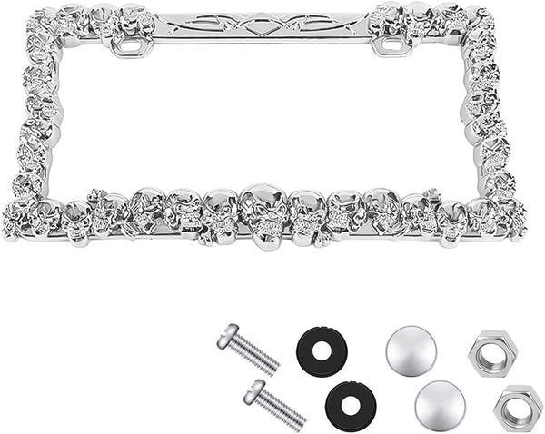Skull License Plate Frame Holder, 6×12 Inches
