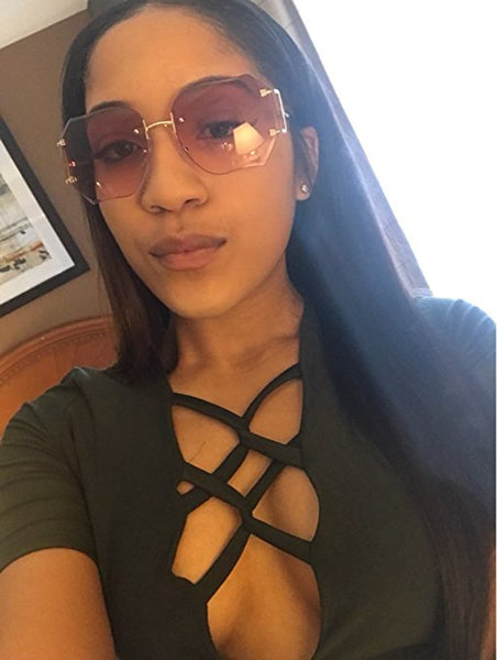 Secret Over-sized Rimless Sunglasses For Women