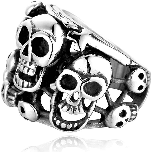 Men Retro Vintage Stainless Steel Gothic Skull Ring
