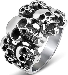 Titanium Steel Skull Heads Ring
