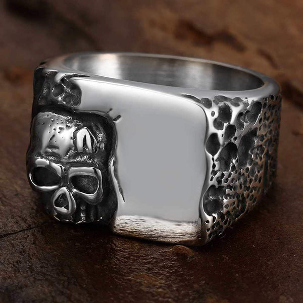 Stainless Steel Gothic Skull Signet Ring