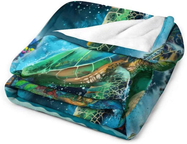 Sea Turtle Fleece Blanket Throw 60"X80"for Adult