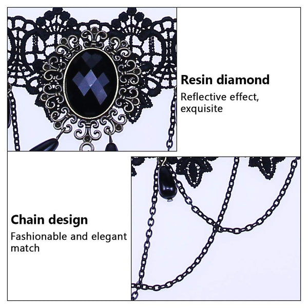 Gothic Floral Black Lace Choker
