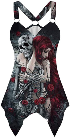 Women Sleeveless Skull Printed Tank Top