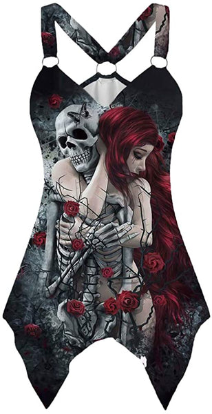 Women Sleeveless Skull Printed Tank Top