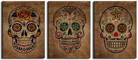 Day of The Dead Sugar Skull Canvas Wall Art Framed