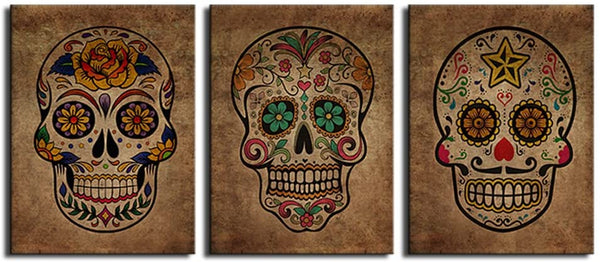 Day of The Dead Sugar Skull Canvas Wall Art Framed