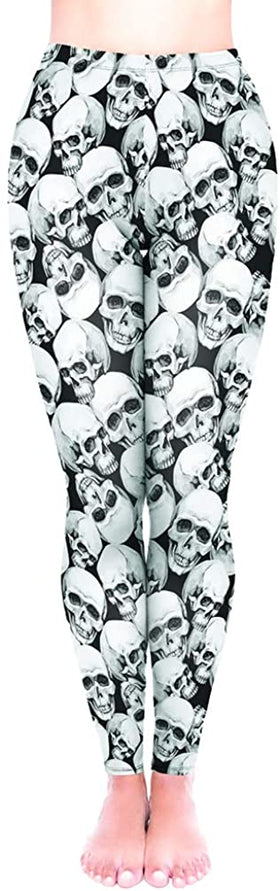 Skull Heads Ankle Elastic Leggings