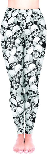 Skull Heads Ankle Elastic Leggings