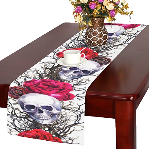Sugar Skull Roses Table Runner Decor
