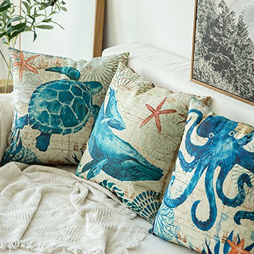 Decorative Ocean Theme Pillow Cover 4 Pcs Set