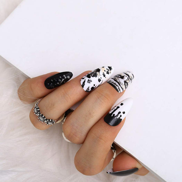 24PCS Gothic Skull Press On Nails