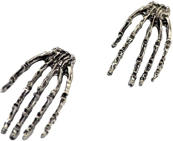 Gothic Skeleton Hand Skull Dangle Drop Earring Claw Palm Choker Necklace