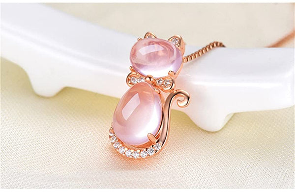Crystal Bow Lovely Cat Necklaces Pendants Fashion Jewelry