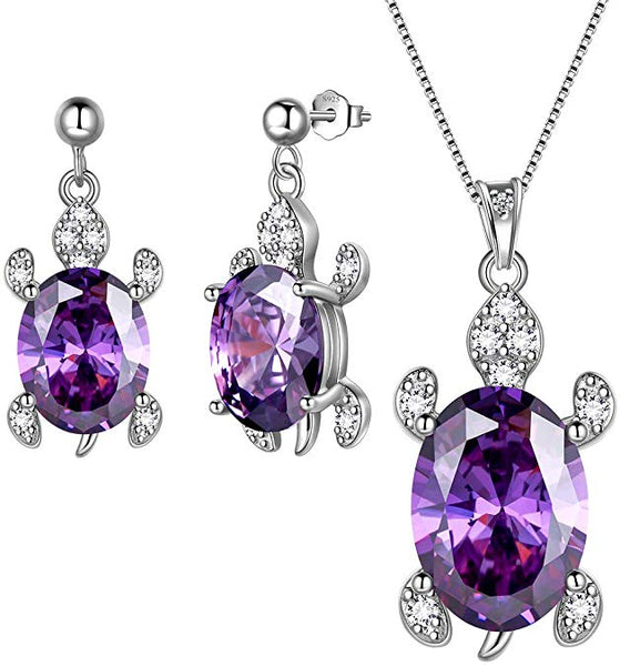 Women 925 Sterling Silver Animal Sea Turtle Pendant/Dangle Earrings Sets