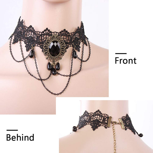 Gothic Floral Black Lace Choker