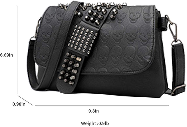 Gothic Skull Rivet Cross Body Bag