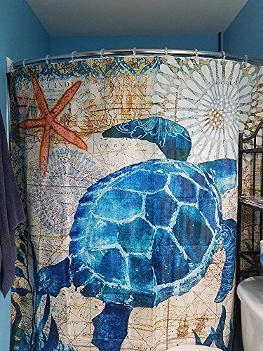 Water & Mildew Resistant Sea Turtle Shower Curtain