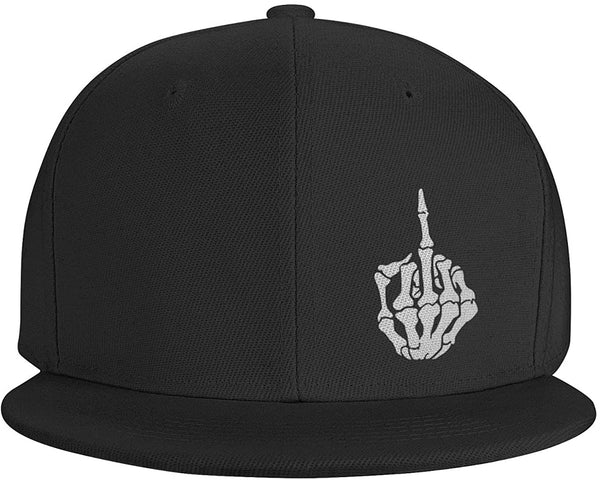 Adjustable Skull Mesh Middle Finger Snapback Hat
