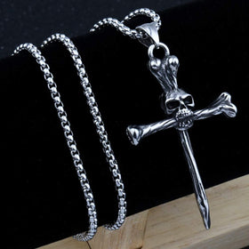 Death Skull Cross Gothic Pendant Necklace