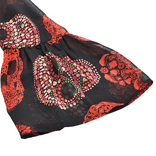 Women Skull Print Sheer Loose Kimono Cardigan Cover up