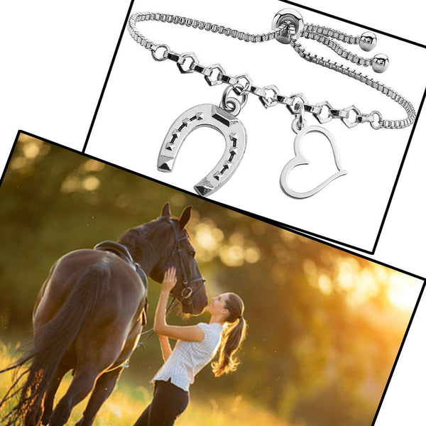 Lucky Horseshoe Love Heart Bracelet