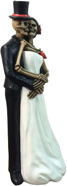 Hand-Painted Day of The Dead Dancing Skeleton Couple Figurine, 8-inch