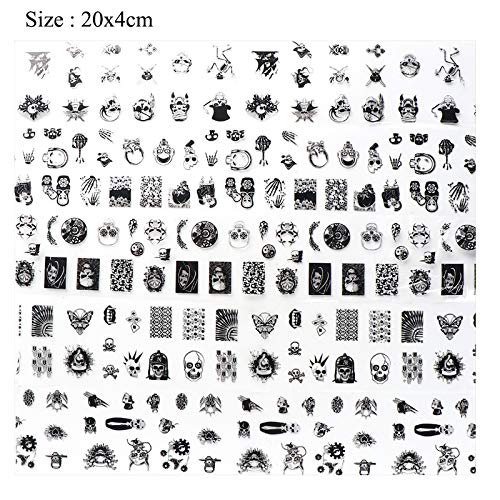 10 Rolls Black Skull Design Nail Foils Art Foil Transfer Stickers
