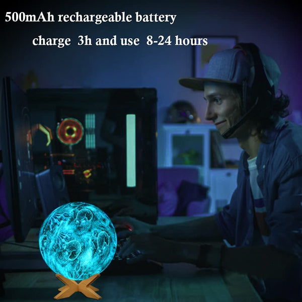 Skull Color Changing Moon Lamp (5.9 inch 16 Colors LED with Stand)