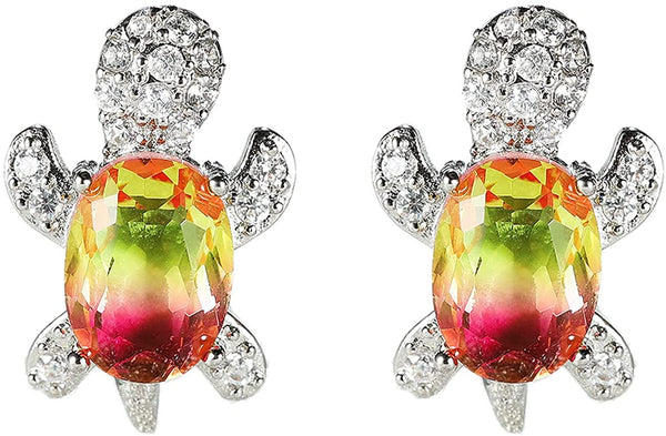 Rhinestone Sea Turtle Stud Earrings