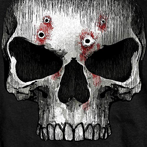 Jumbo Print Skull Bullet Holes Black T-Shirt