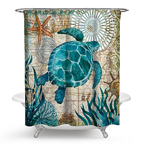 Water & Mildew Resistant Sea Turtle Shower Curtain