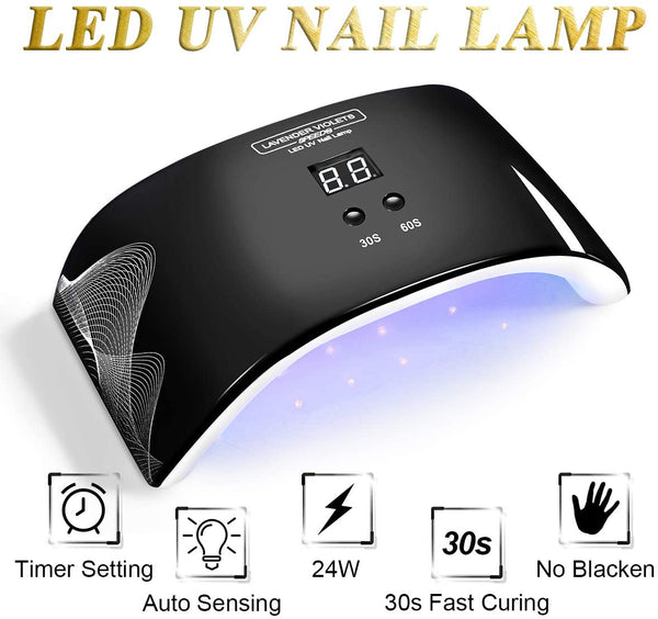 Portable LED Nail Lamp - Violetilac 6W Mini Nail Dryer Curing LED GEL Nail Polish Professionally - Black