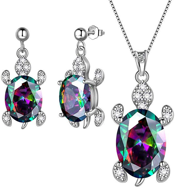 Women 925 Sterling Silver Animal Sea Turtle Pendant/Dangle Earrings Sets
