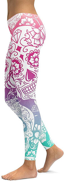 Women High Waist Skull Elastic Legging
