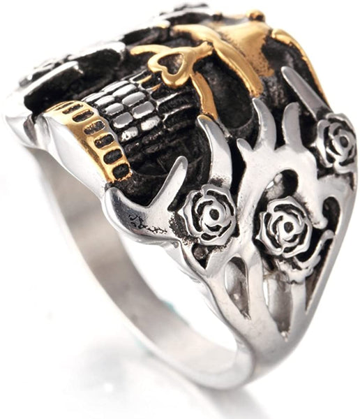 Men Stainless Steel Skull Kito Head Ring