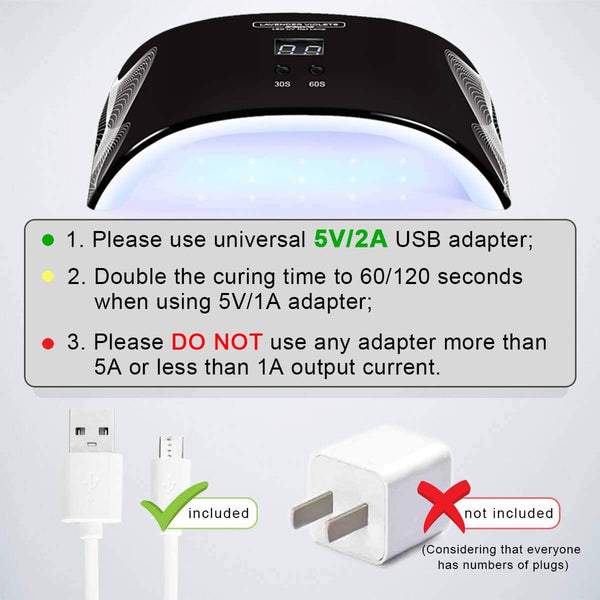 Portable LED Nail Lamp - Violetilac 6W Mini Nail Dryer Curing LED GEL Nail Polish Professionally - Black