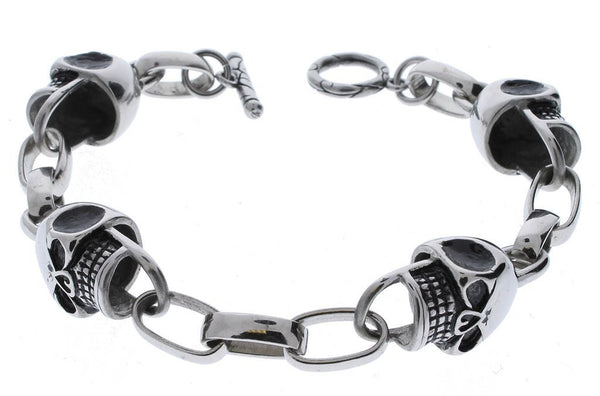 Men's Stainless Steel Skull Bracelet - 9.5 inches