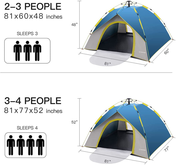 Outdoor Large Rain-Resistant Automatic Instant Pop Up Family Tent