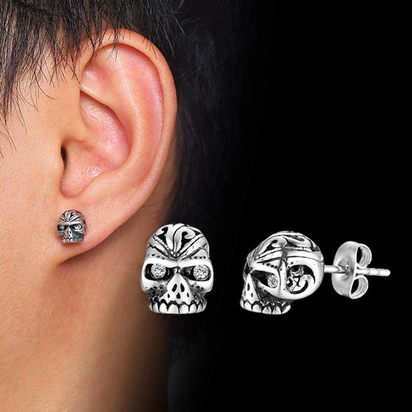 Stainless Steel Skull Gothic Stud Earrings