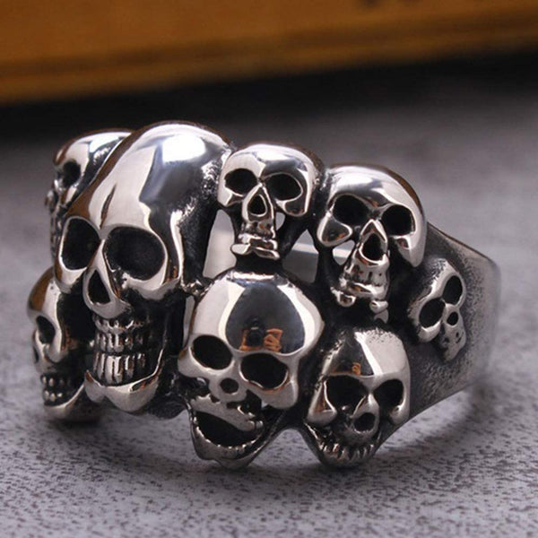 Titanium Steel Skull Heads Ring