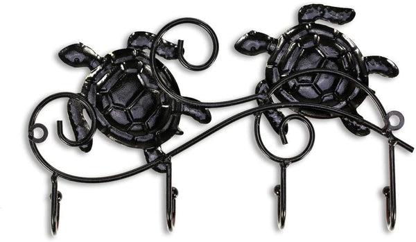 Turtle Wall Mounted Key Holder with 4 Hooks 9x6 Inches