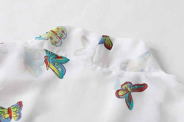 Butterfly Loose Chiffon Kimono Cardigan Beach Swim Cover Up Blouse