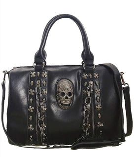 Women Skull Rivet Handbag Tote Shoulder Bag