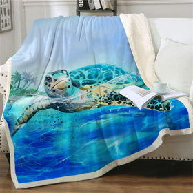 Sea Turtle Blanket Throw Sherpa Blanket (50" x 60")