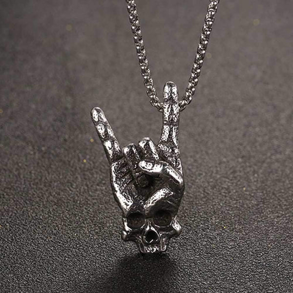 Gothic Skull Hand Style Statement Necklace