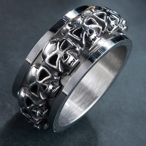 Skull 11mm Stainless Steel Rotating Spinner Gothic Skull